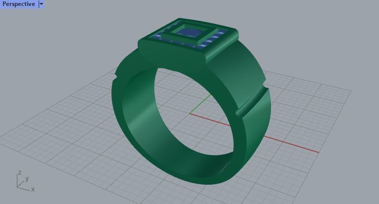 Men ring college ring set diamonds 3D print model_3