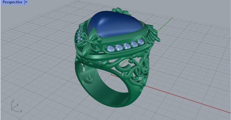 Men ring college ring set diamonds 3D print model_3