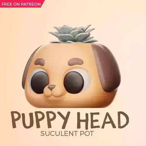 PUPPY HEAD- PLANTER- FREE SUPPORTS- PRINT IN PLACE