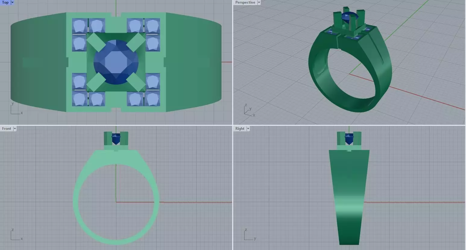 Men ring college ring set diamonds 3D print model_0
