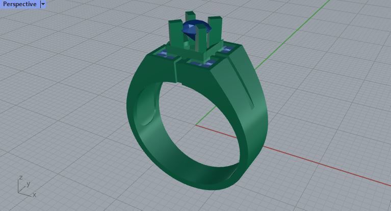 Men ring college ring set diamonds 3D print model_3