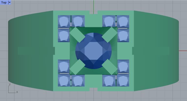 Men ring college ring set diamonds 3D print model_2