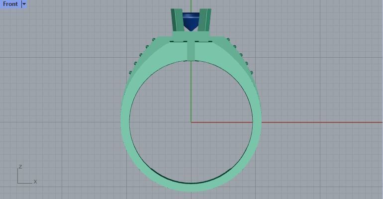 Men ring college ring set diamonds 3D print model_3