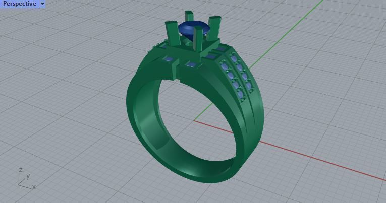 Men ring college ring set diamonds 3D print model_2