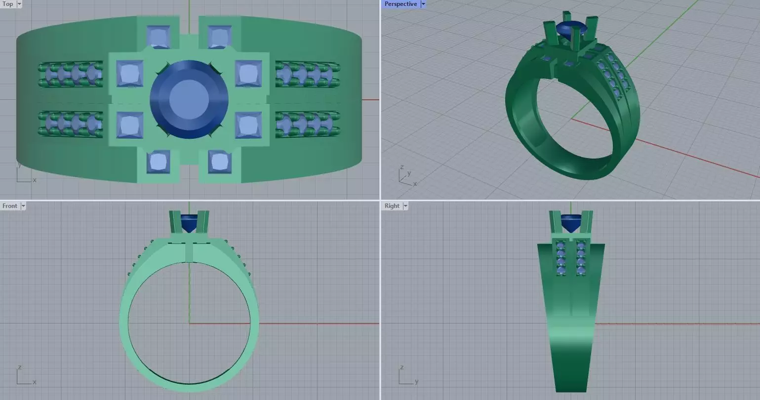 Men ring college ring set diamonds 3D print model_0