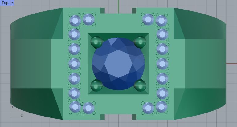 Men ring college ring set diamonds 3D print model_2