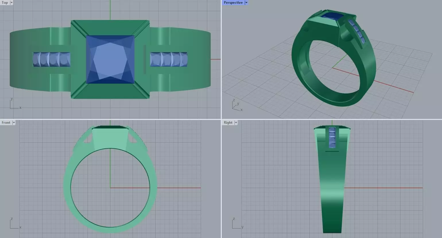 Men ring college ring set diamonds 3D print model_0