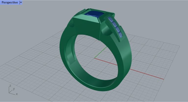 Men ring college ring set diamonds 3D print model_3