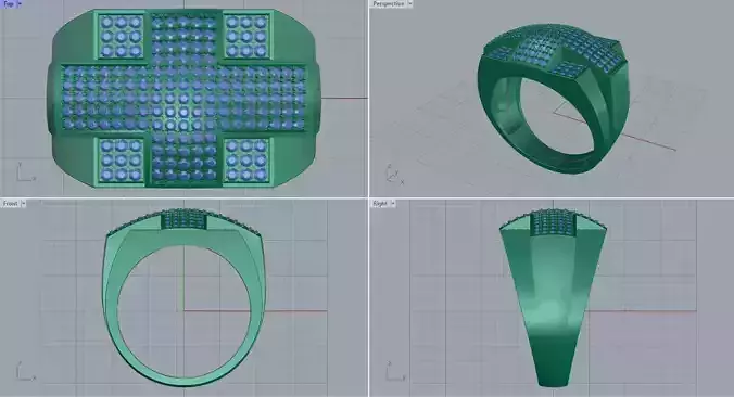 Men ring college ring set diamonds 3D print model