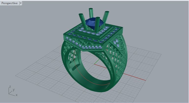 Men ring college ring set diamonds 3D print model_3