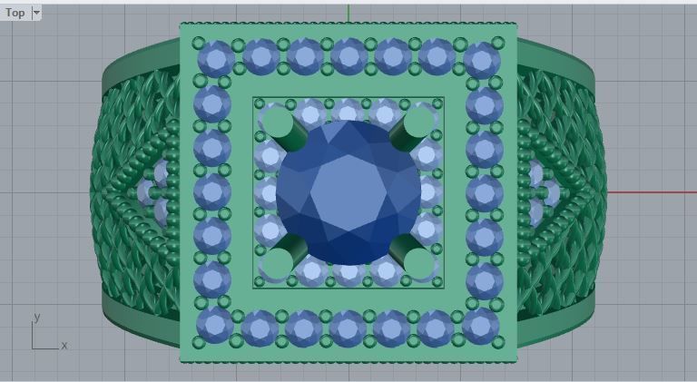 Men ring college ring set diamonds 3D print model_2