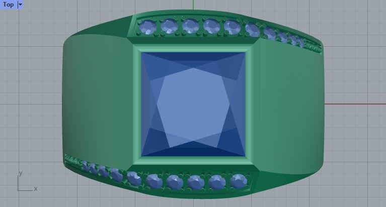 Men ring college ring set diamonds 3D print model_2