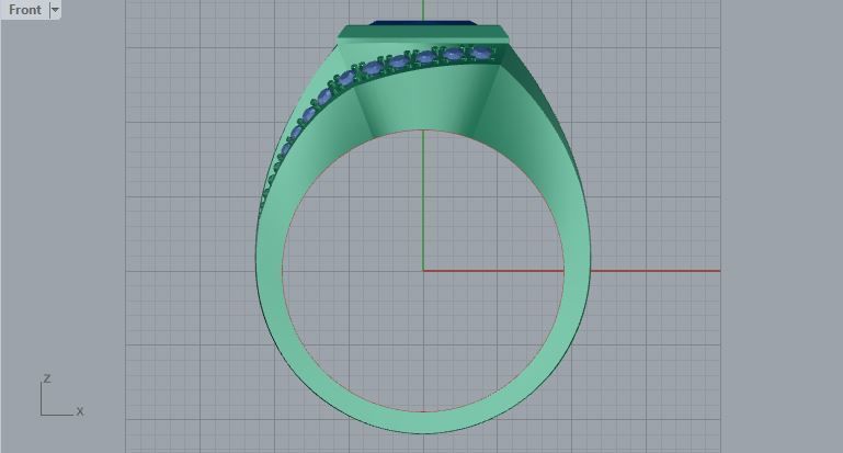 Men ring college ring set diamonds 3D print model_4