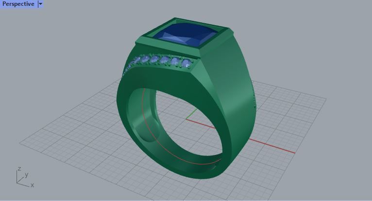 Men ring college ring set diamonds 3D print model_3