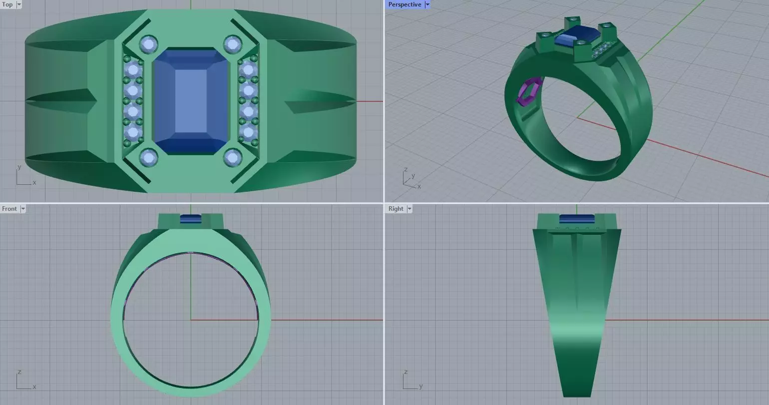 Men ring college ring set diamonds 3D print model_0