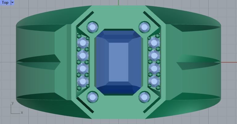 Men ring college ring set diamonds 3D print model_2