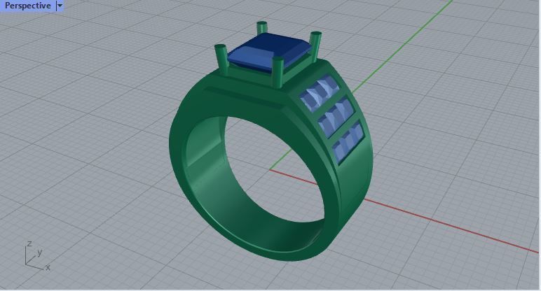 Men ring college ring set diamonds 3D print model_3