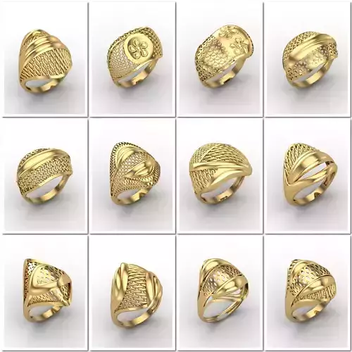 50 Model Files - Women Ring Womens Rings Plain Models 3DM STL 