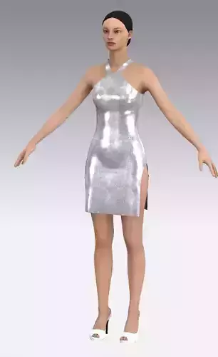 Dress glitter  fabric slit detail look