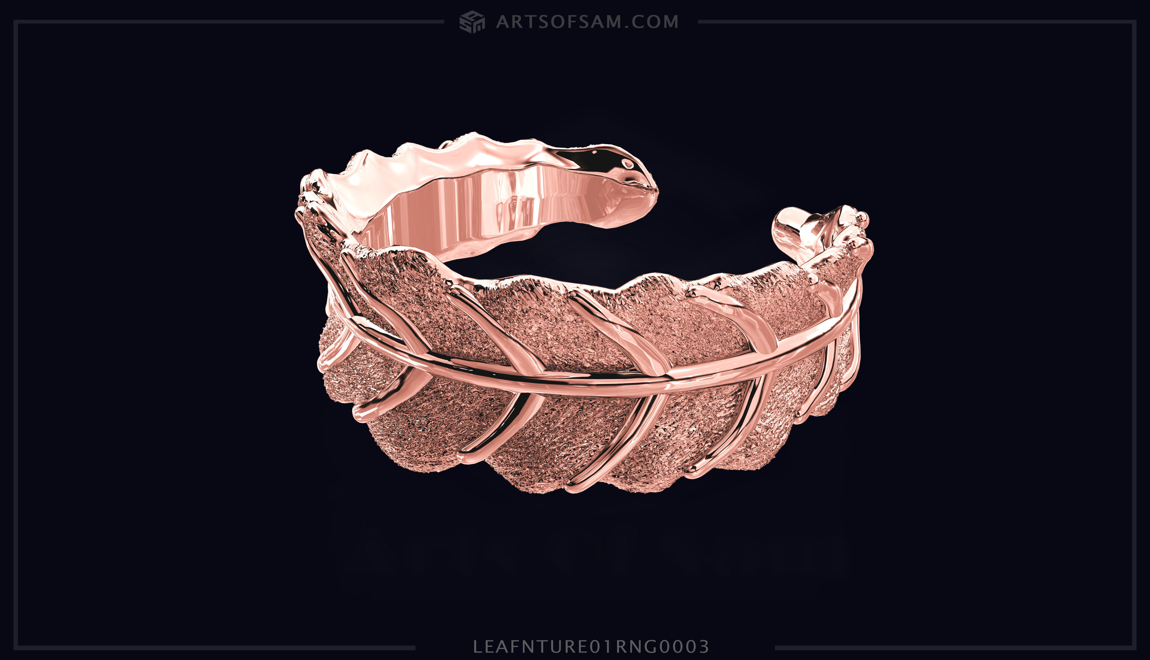 Leaf plain nature Ring 01 3D print model_7