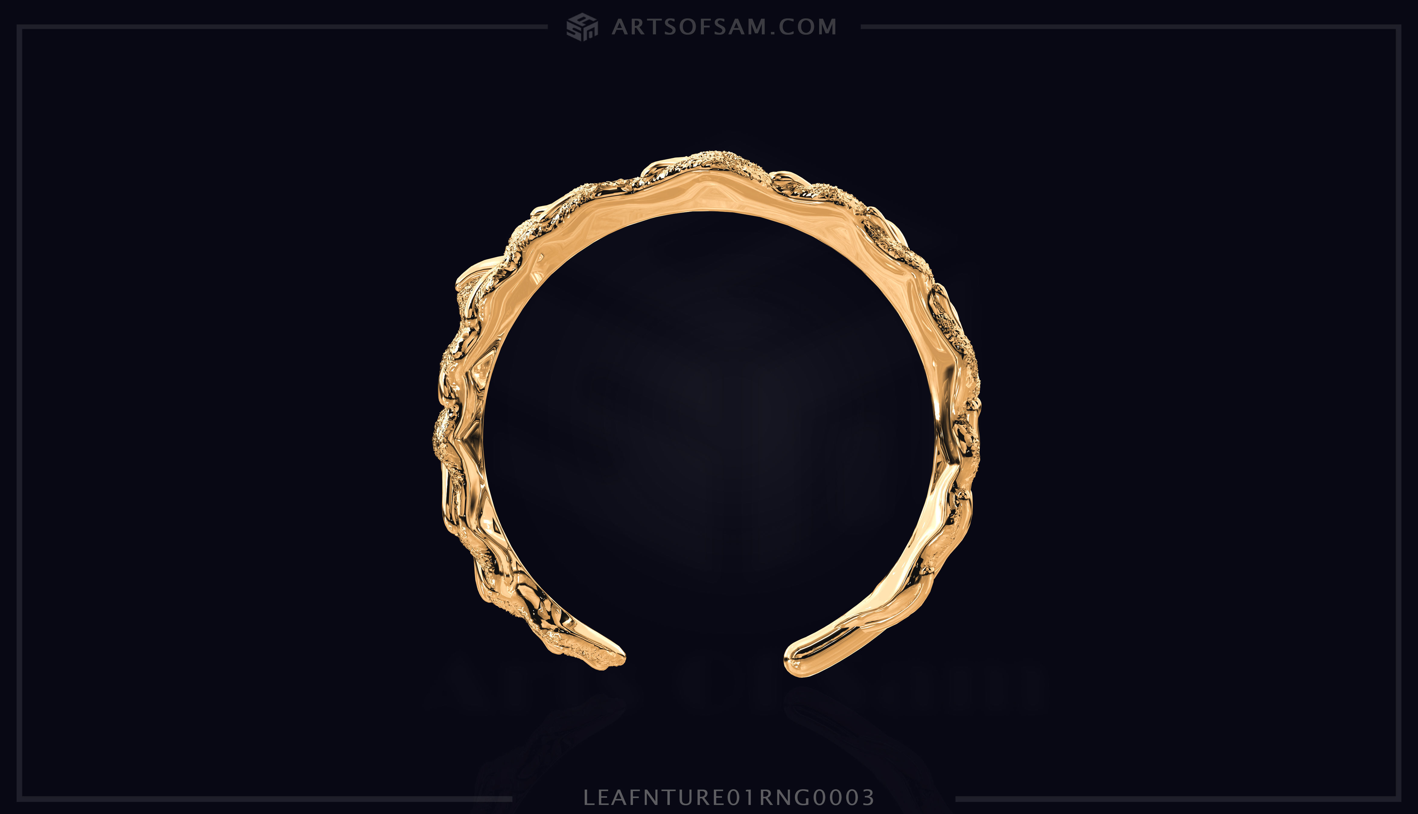Leaf plain nature Ring 01 3D print model_3