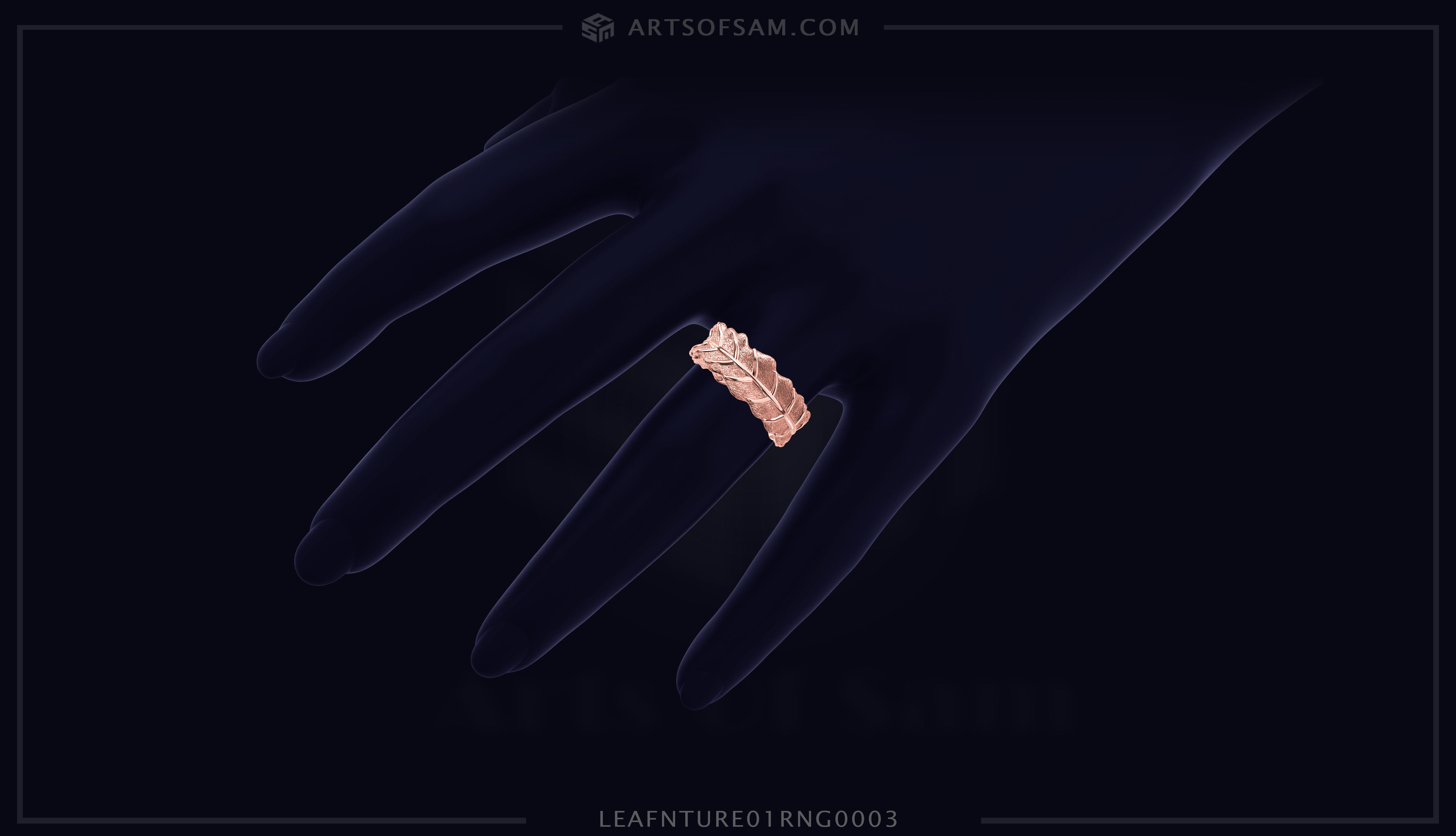 Leaf plain nature Ring 01 3D print model_4