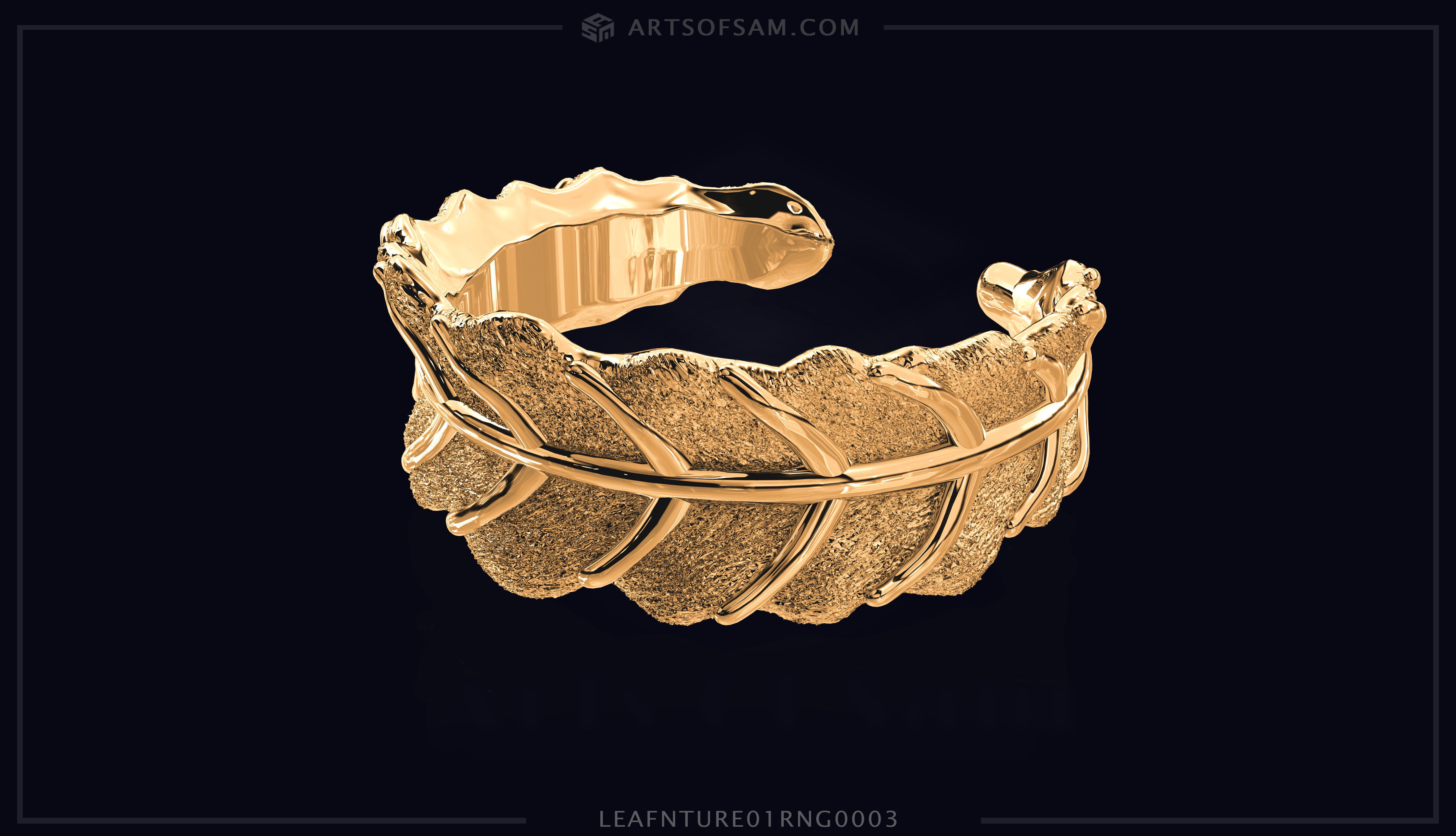 Leaf plain nature Ring 01 3D print model_9
