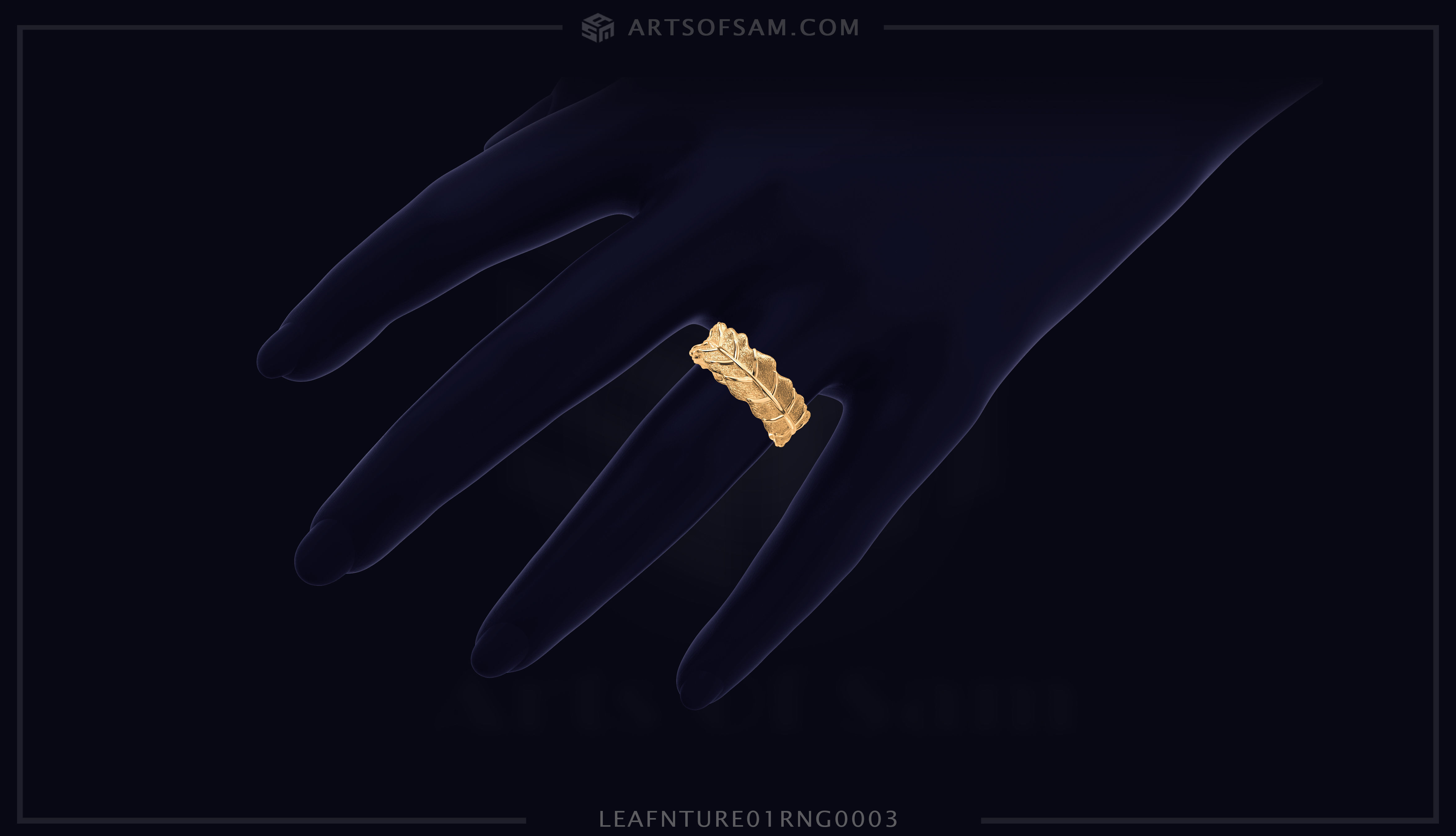 Leaf plain nature Ring 01 3D print model_6