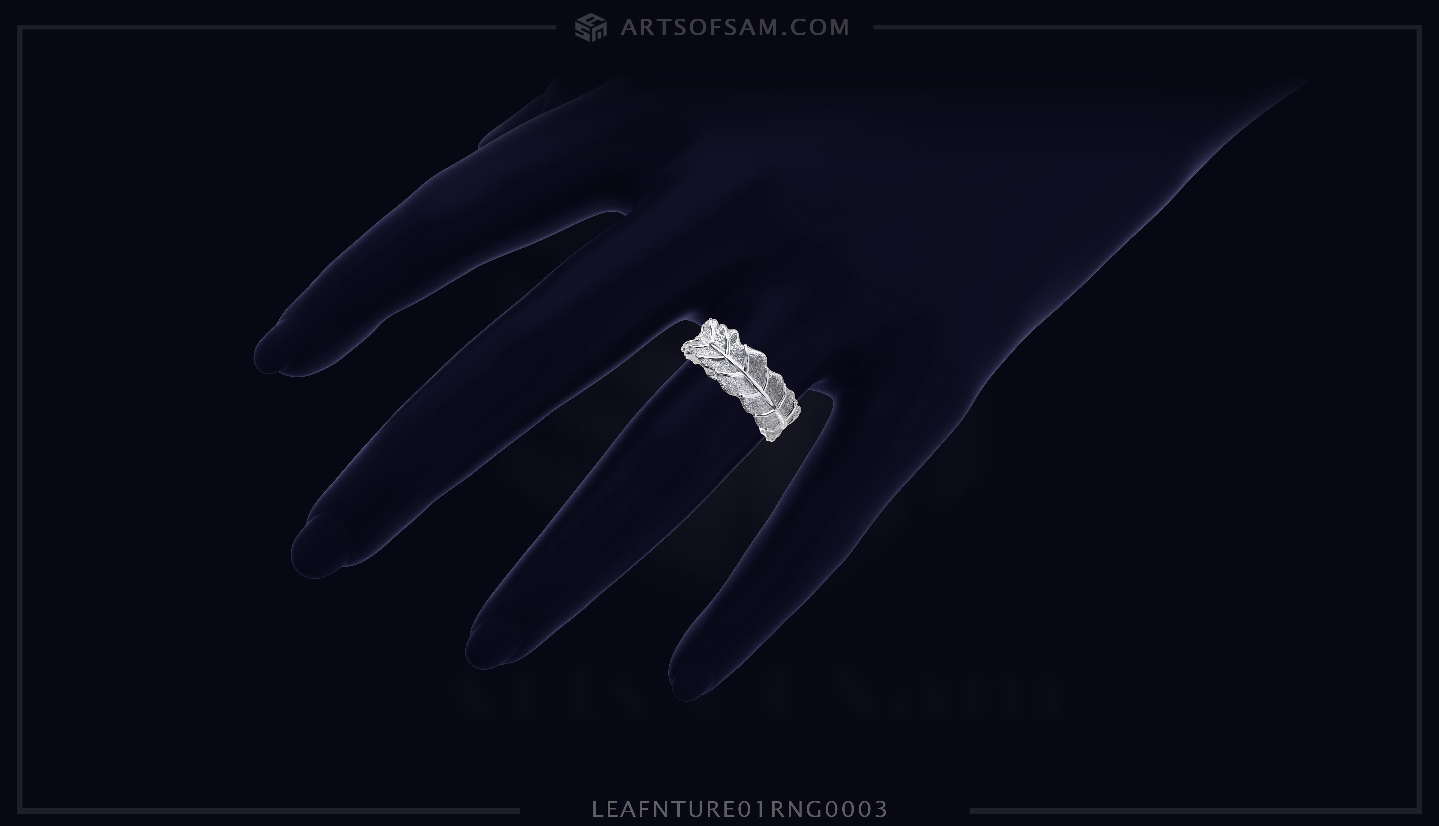 Leaf plain nature Ring 01 3D print model_5