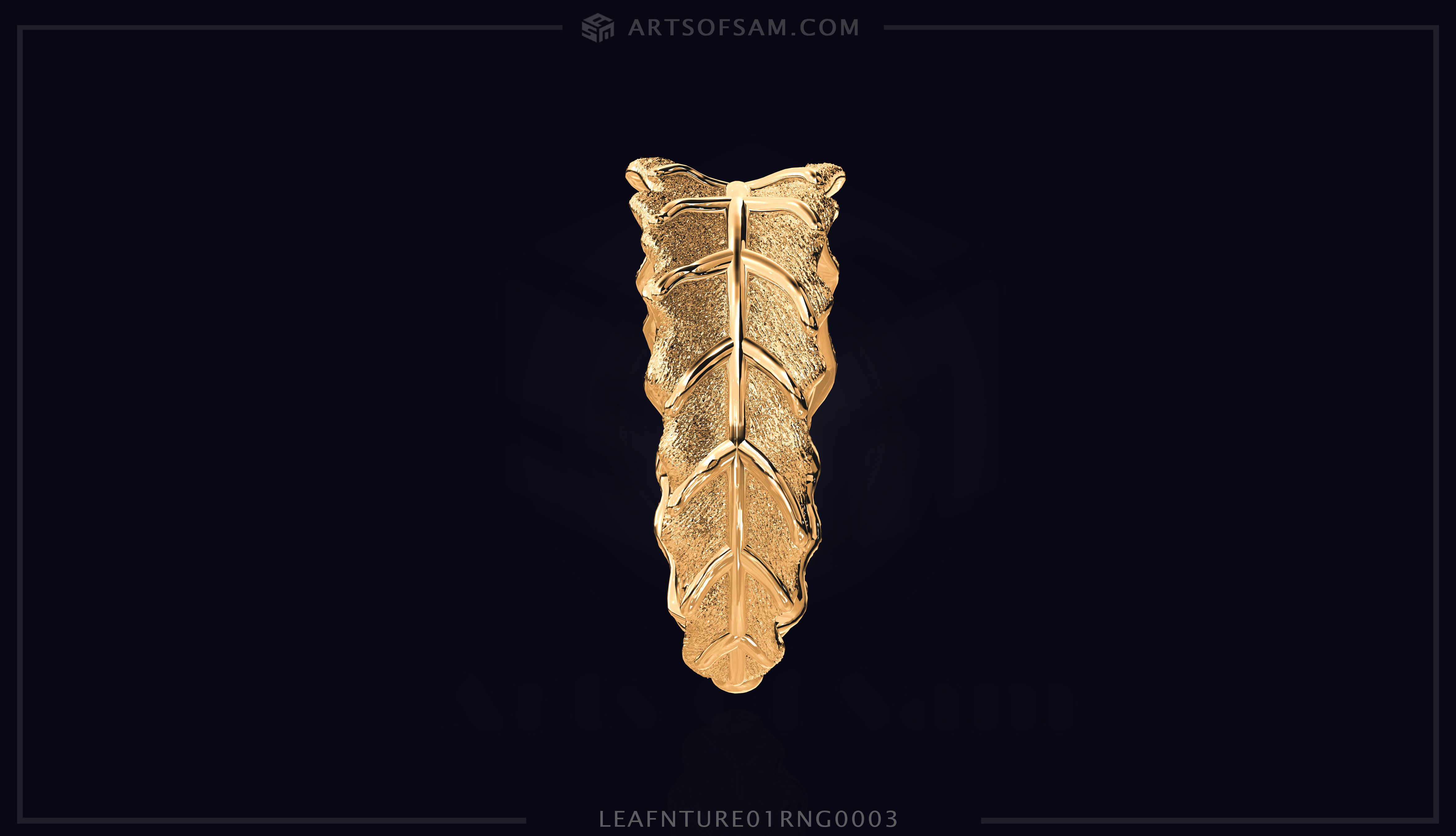 Leaf plain nature Ring 01 3D print model_15
