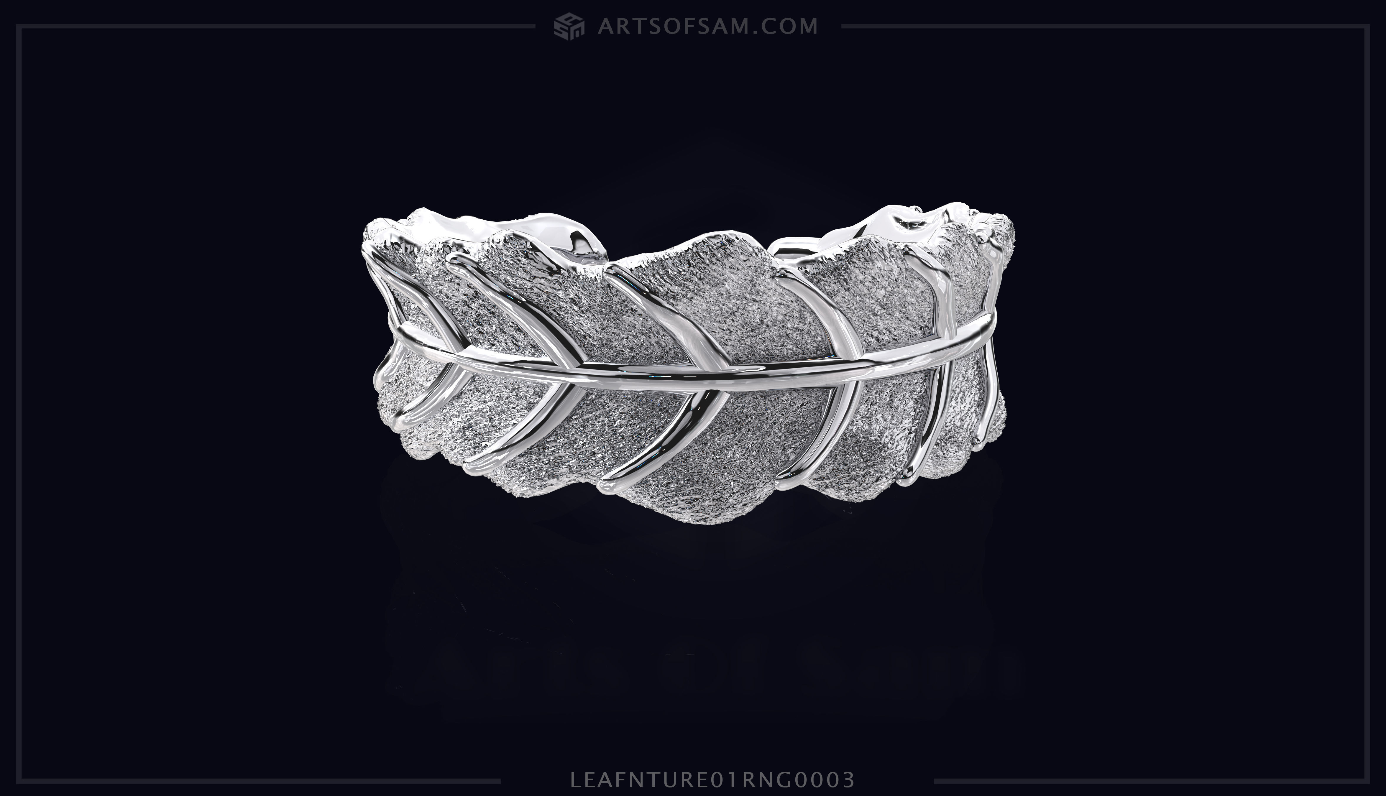 Leaf plain nature Ring 01 3D print model_17