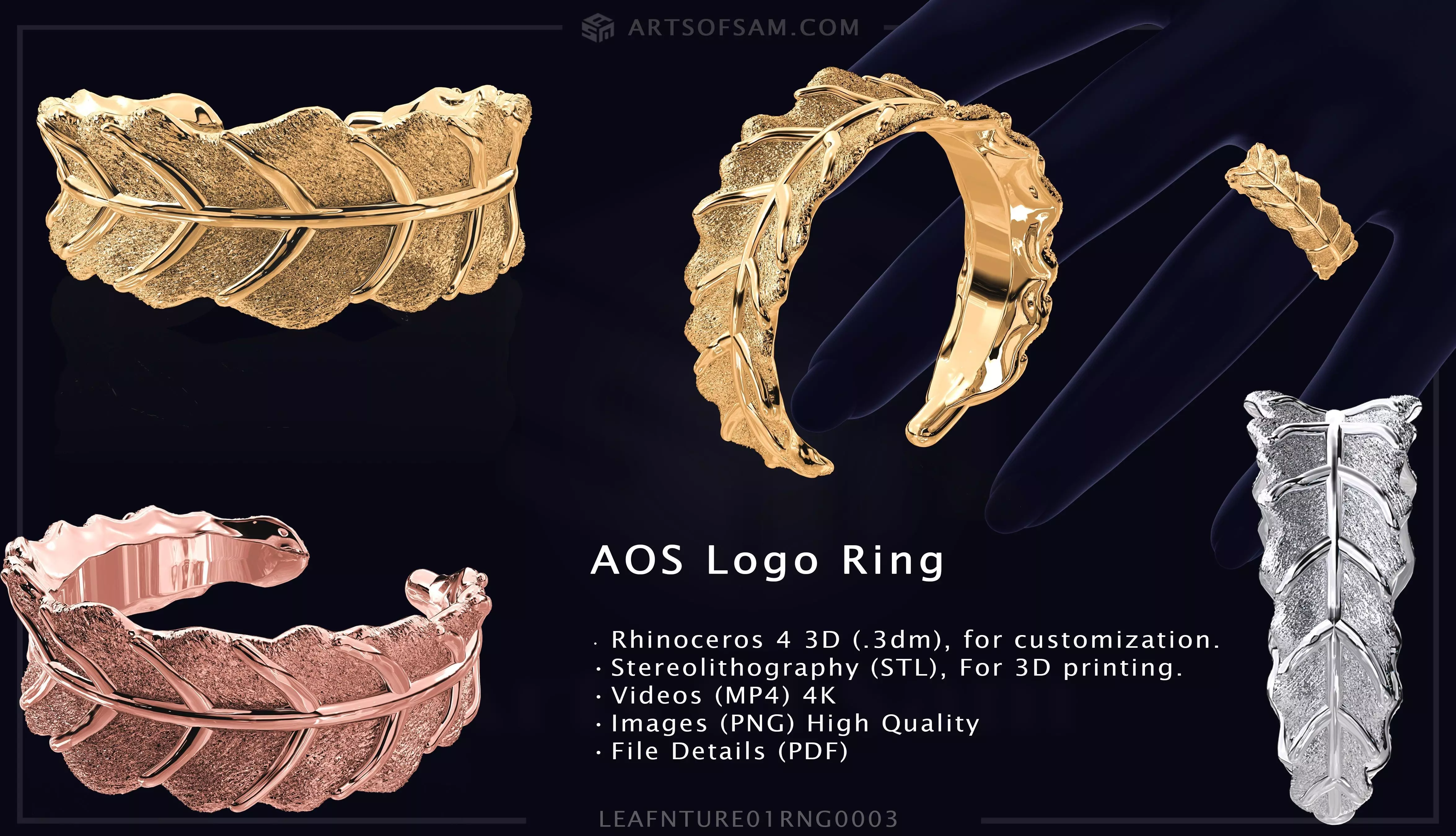 Leaf plain nature Ring 01 3D print model_0