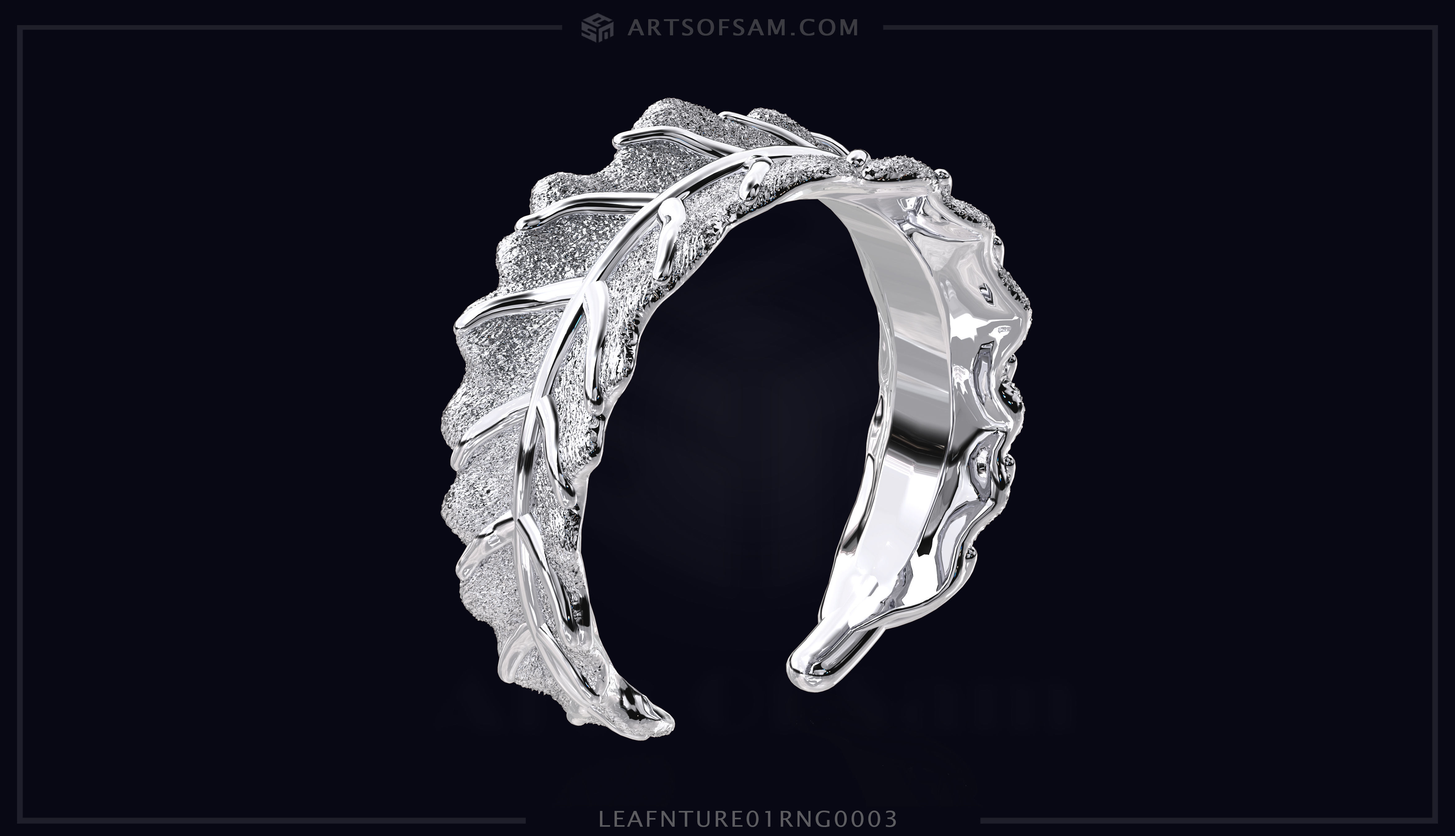 Leaf plain nature Ring 01 3D print model_11