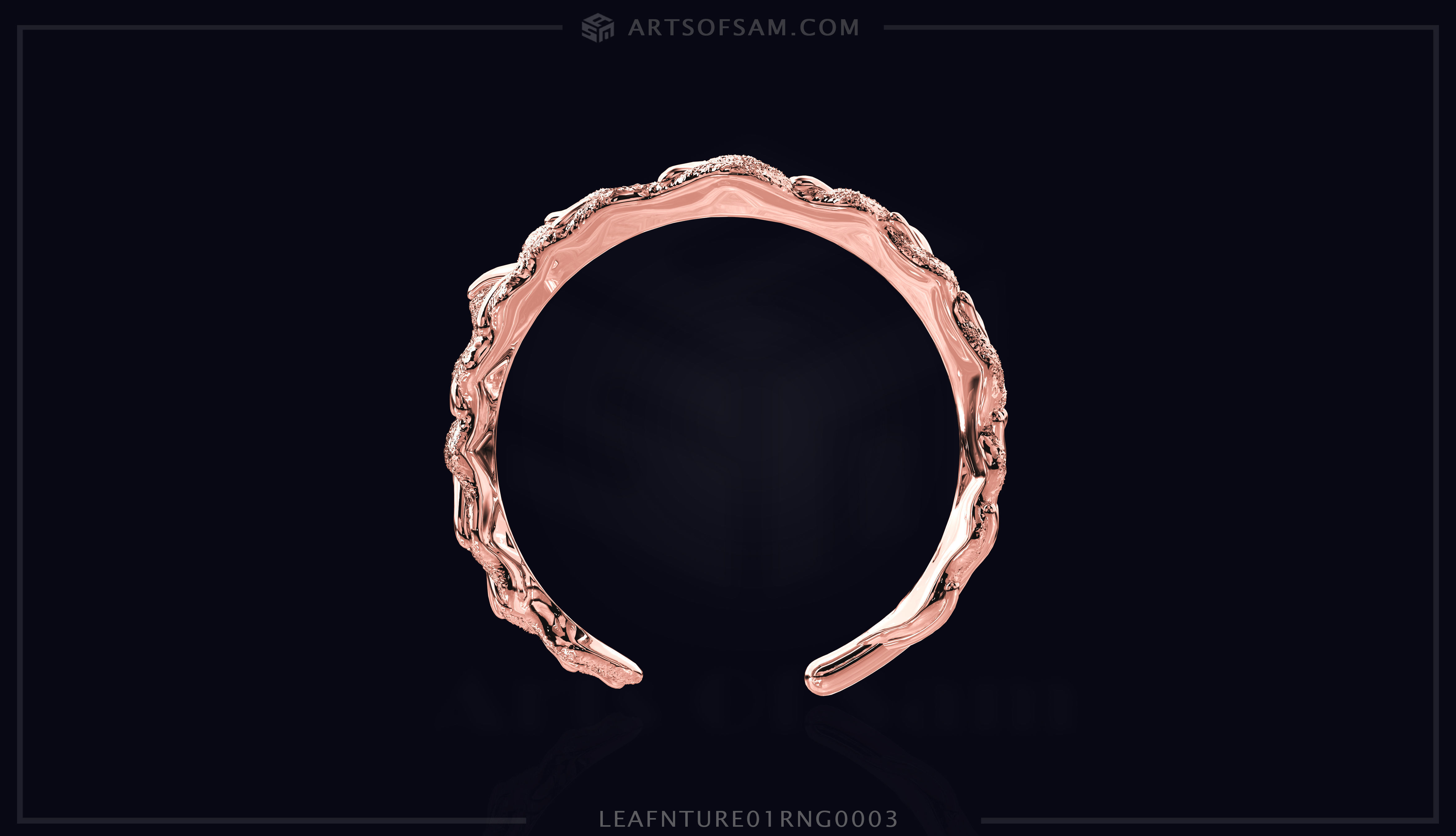 Leaf plain nature Ring 01 3D print model_1