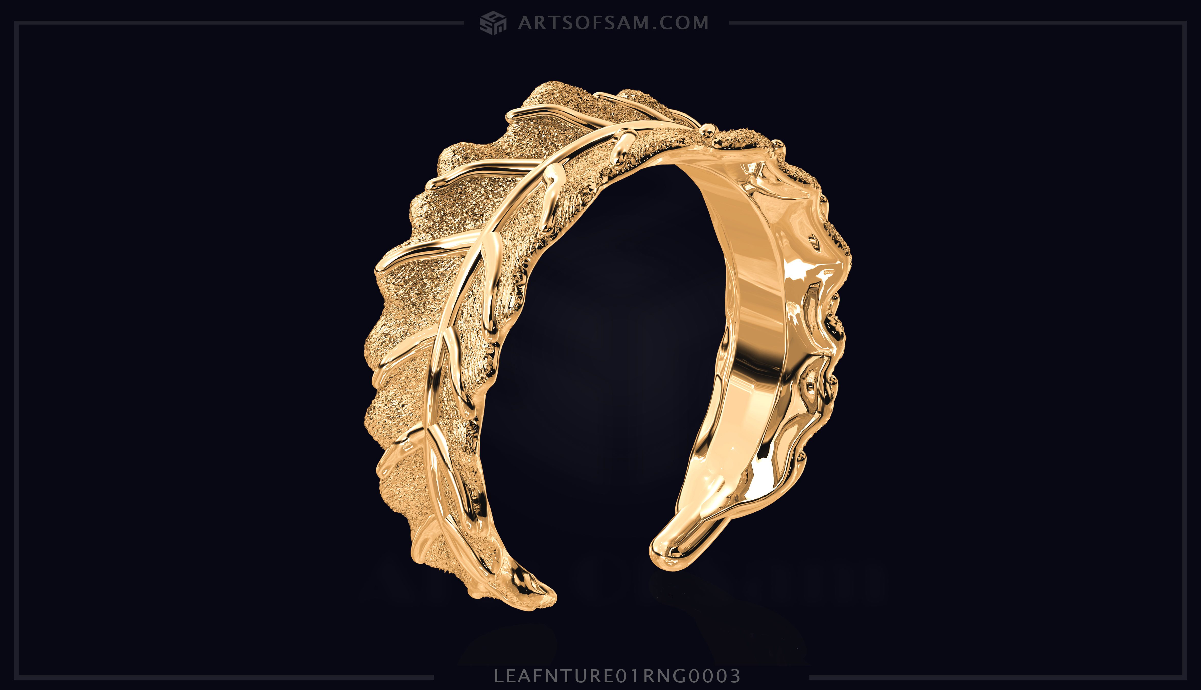 Leaf plain nature Ring 01 3D print model_12