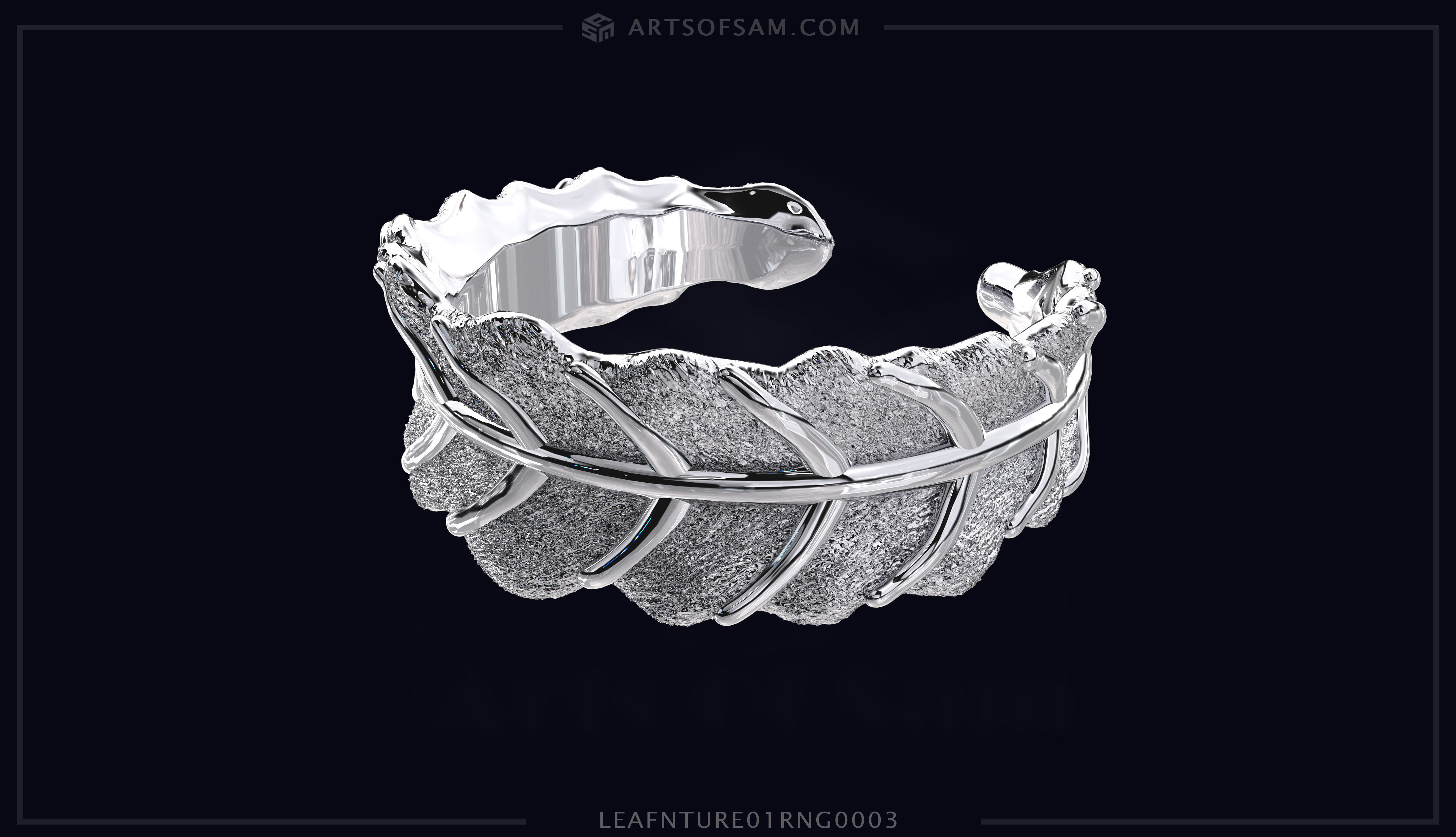 Leaf plain nature Ring 01 3D print model_8