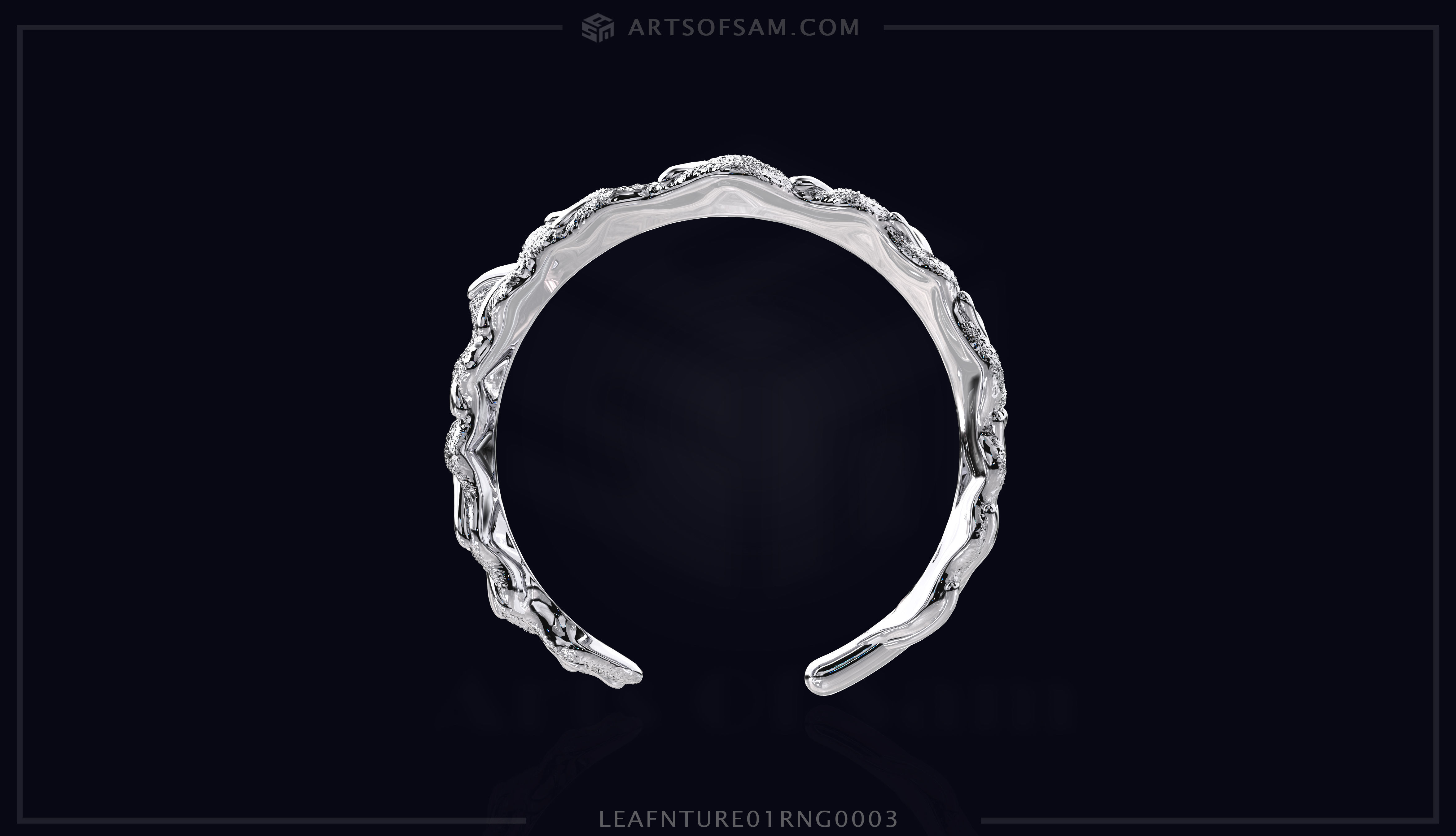 Leaf plain nature Ring 01 3D print model_2