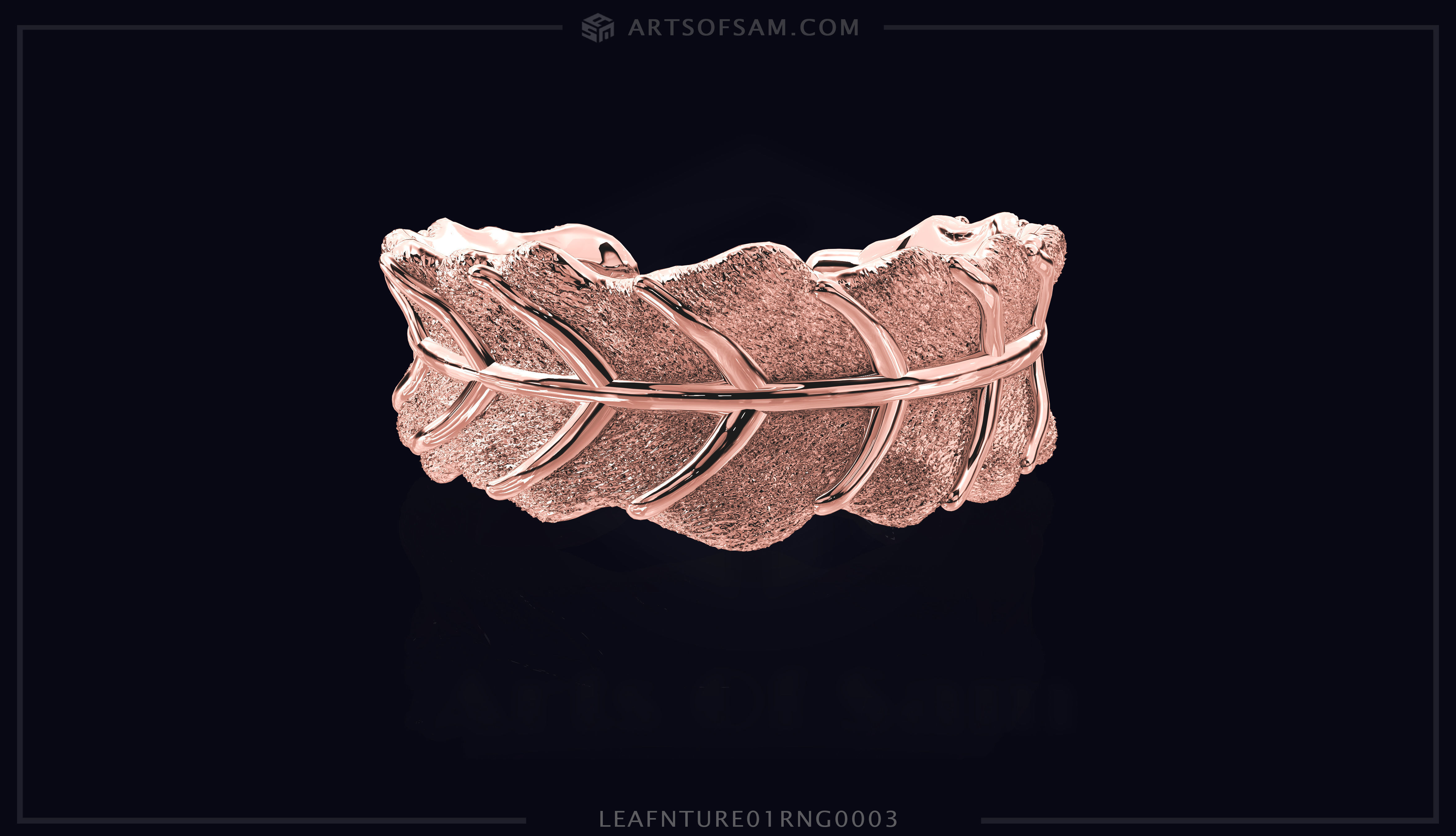 Leaf plain nature Ring 01 3D print model_16