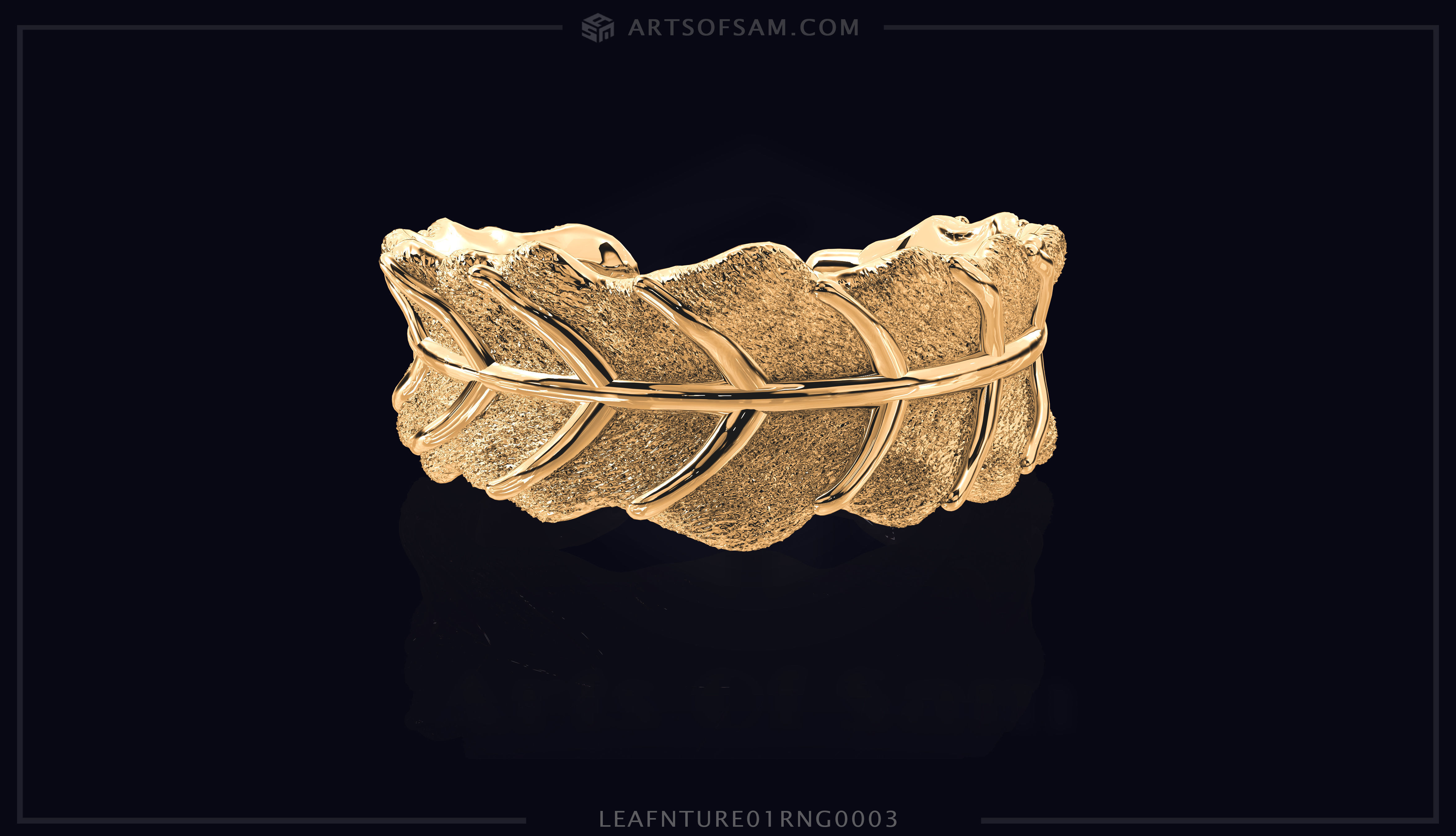 Leaf plain nature Ring 01 3D print model_18