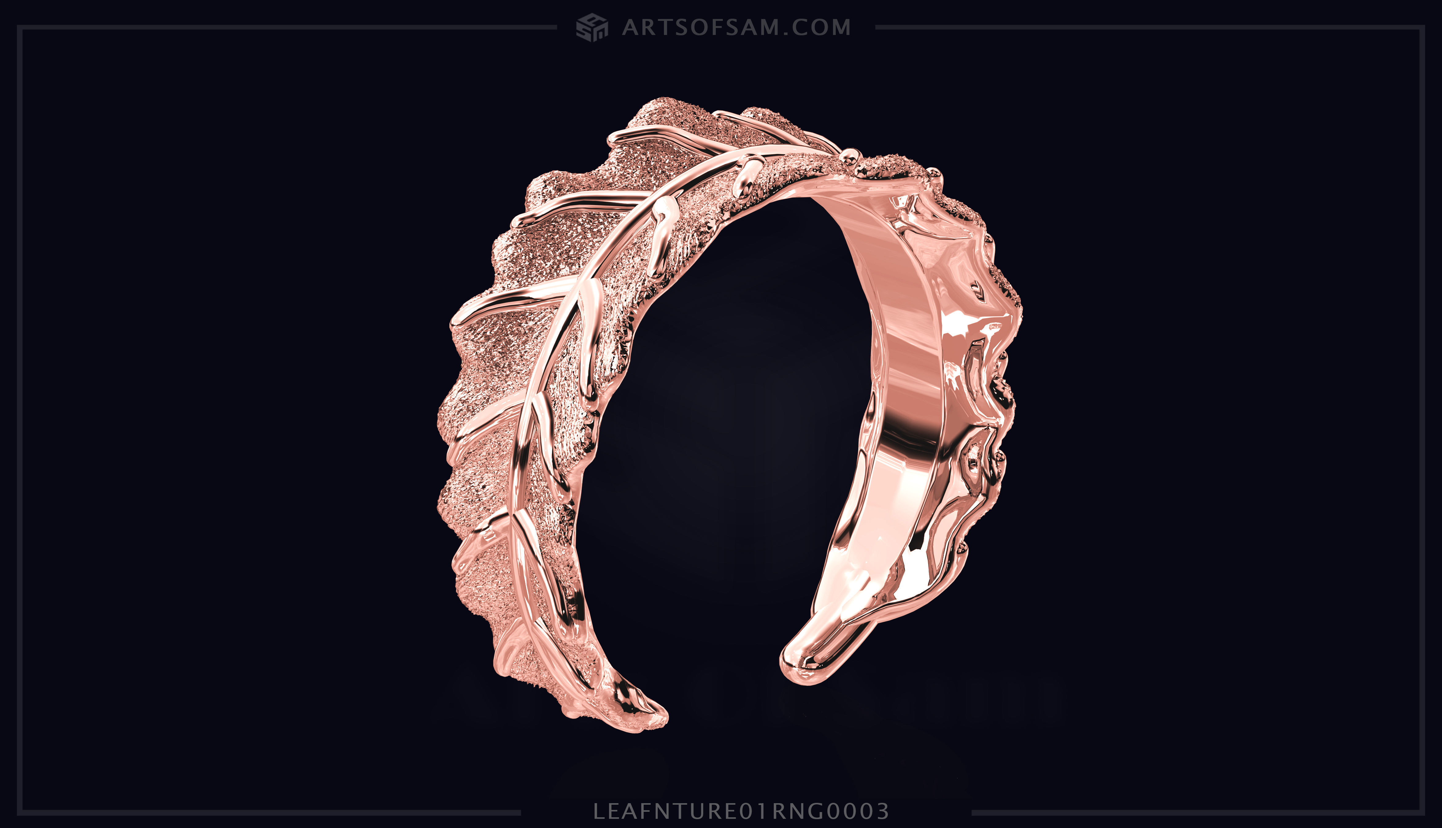 Leaf plain nature Ring 01 3D print model_10