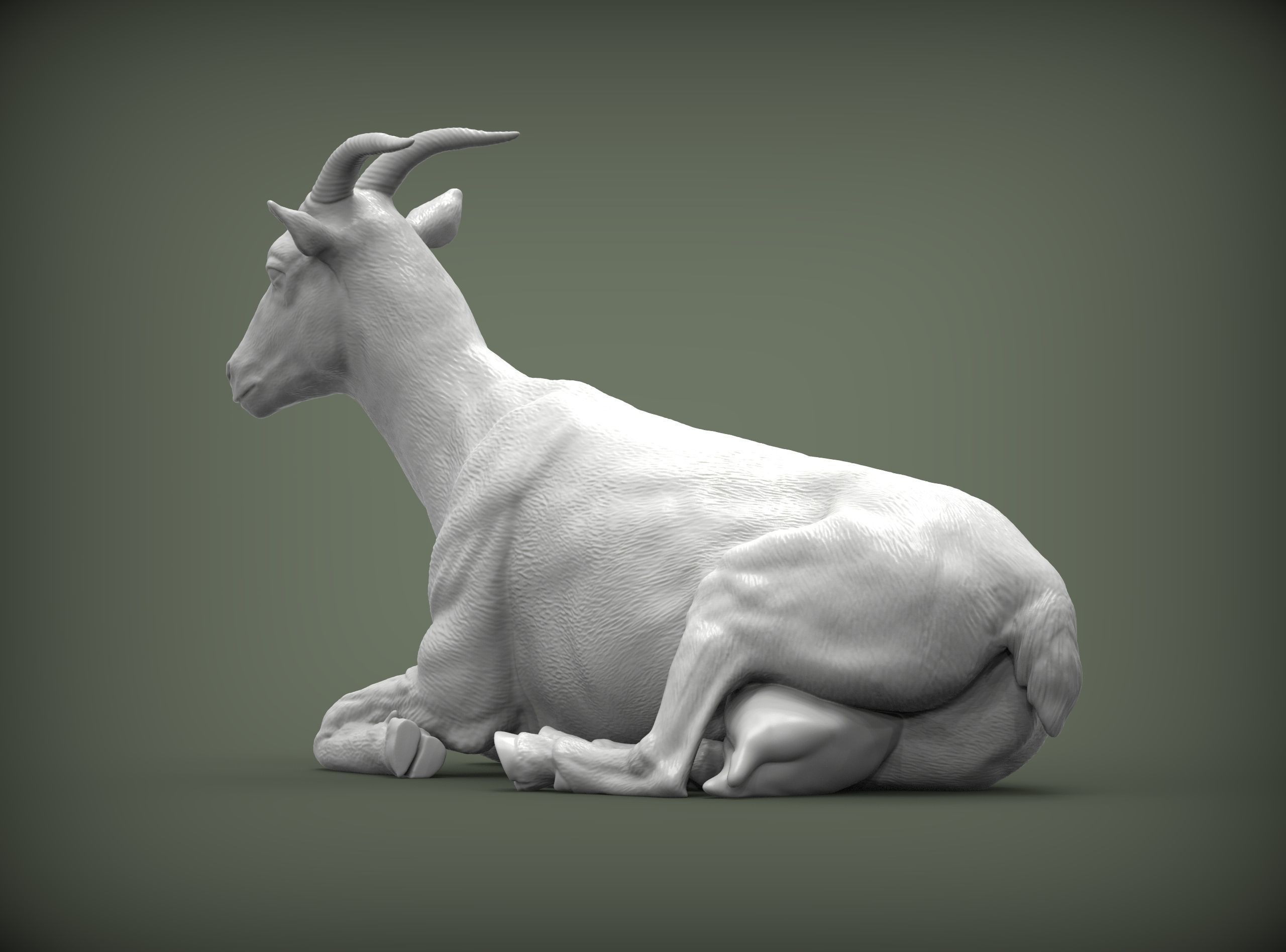 The goat lies 3D print model_4