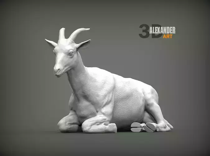 The goat lies 3D print model