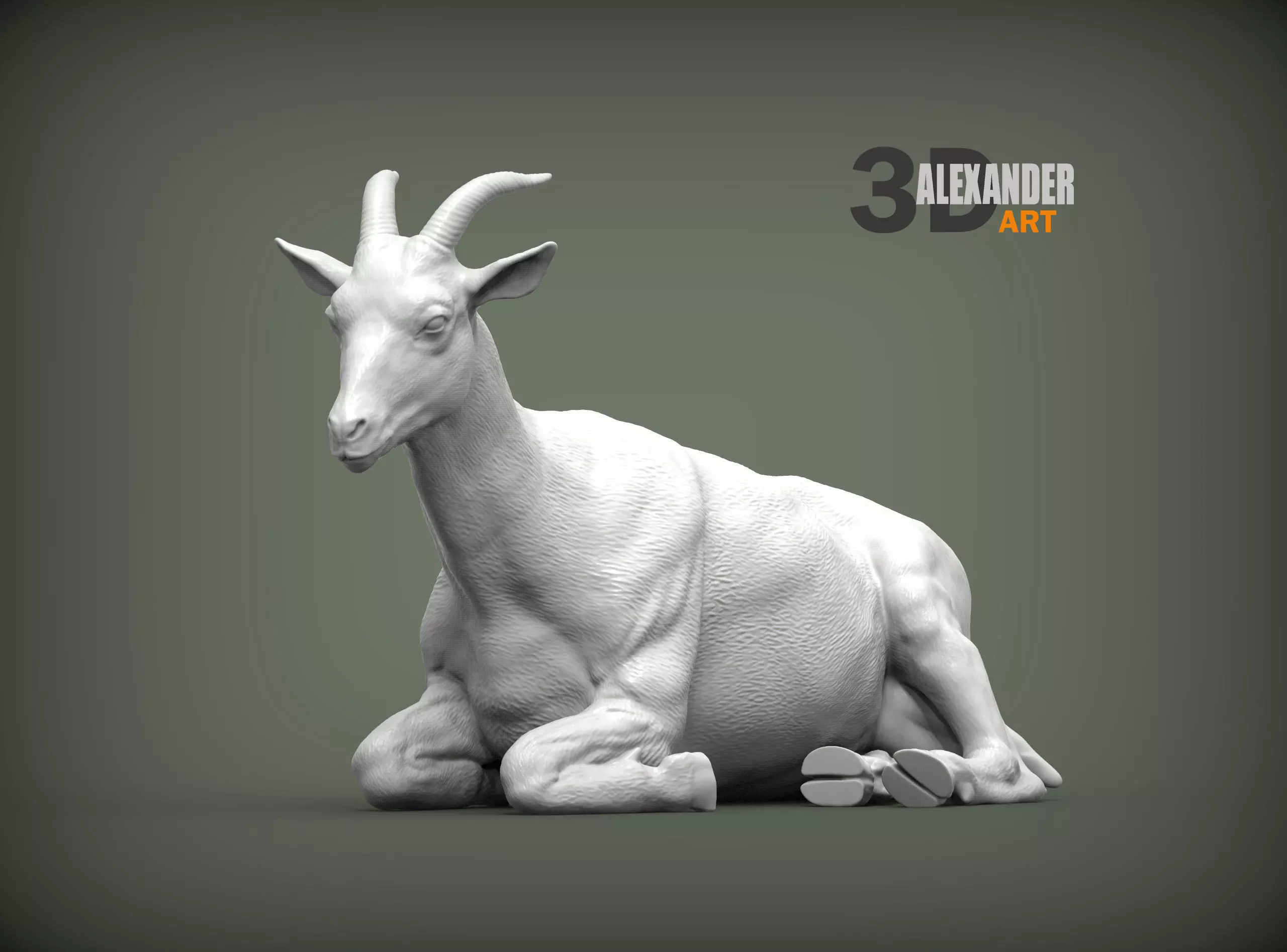 The goat lies 3D print model_0