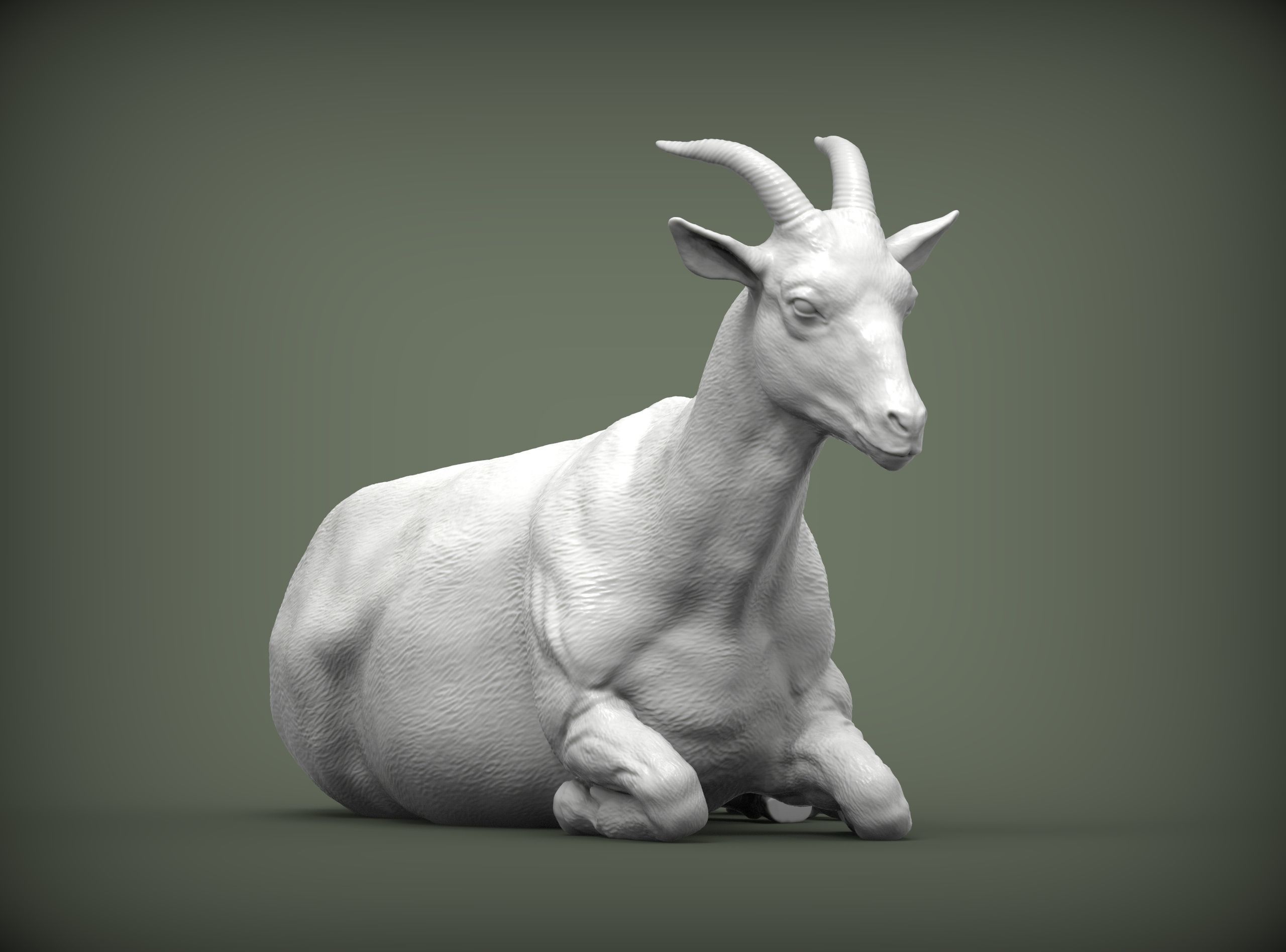 The goat lies 3D print model_3