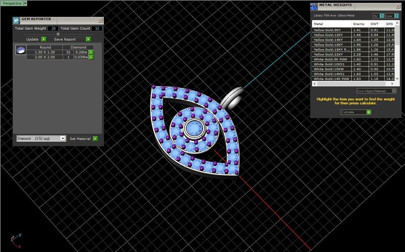 Eye pendant model 360 3D print model_4