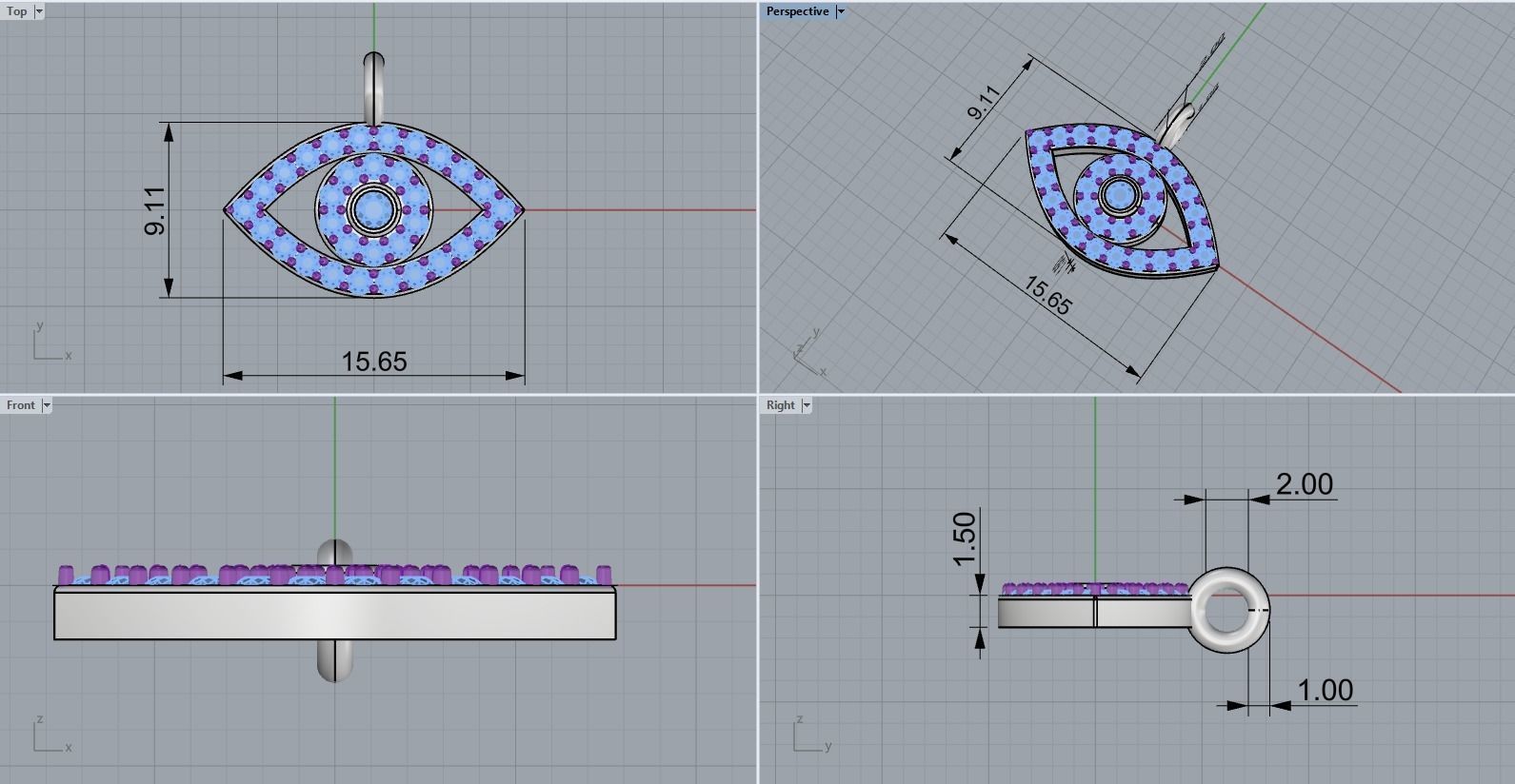 Eye pendant model 360 3D print model_2