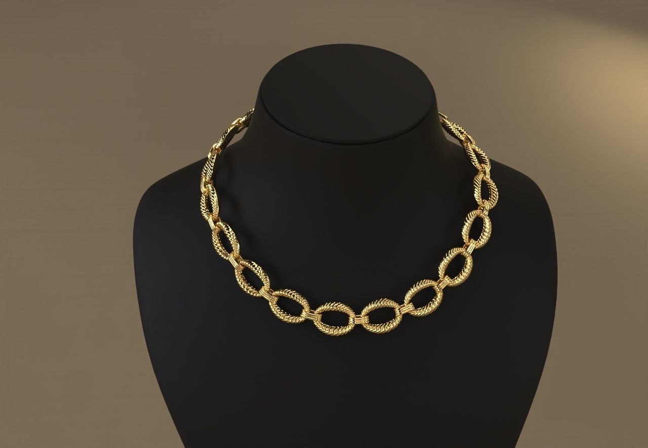 Crochet pattern Chain link Necklace light weight 3D print model_3