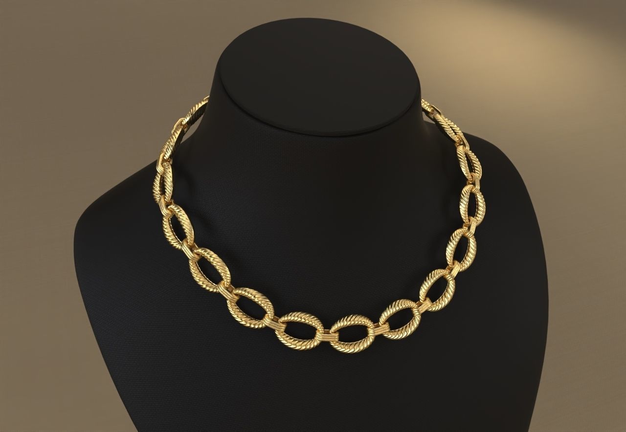 Crochet pattern Chain link Necklace light weight 3D print model_1