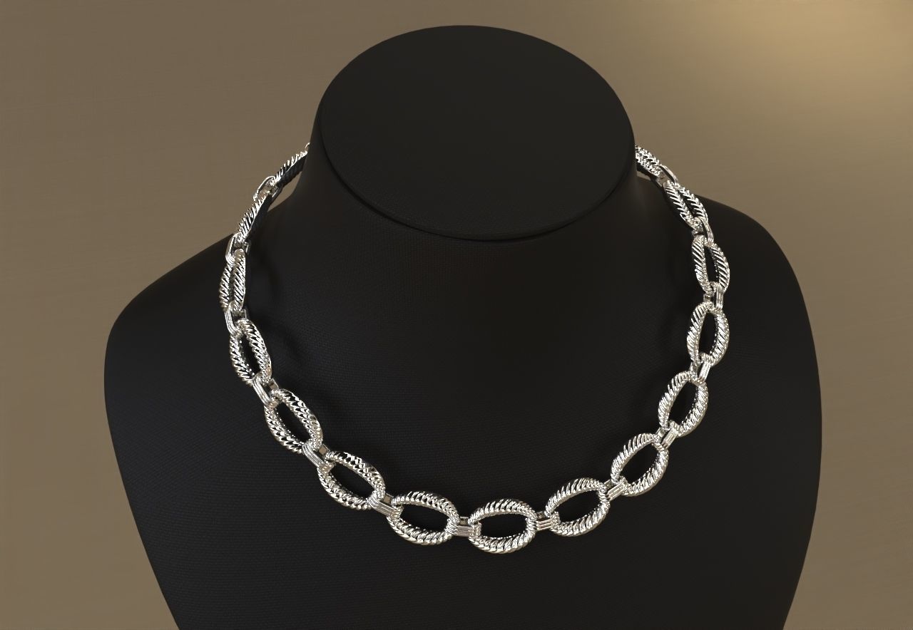 Crochet pattern Chain link Necklace light weight 3D print model_4