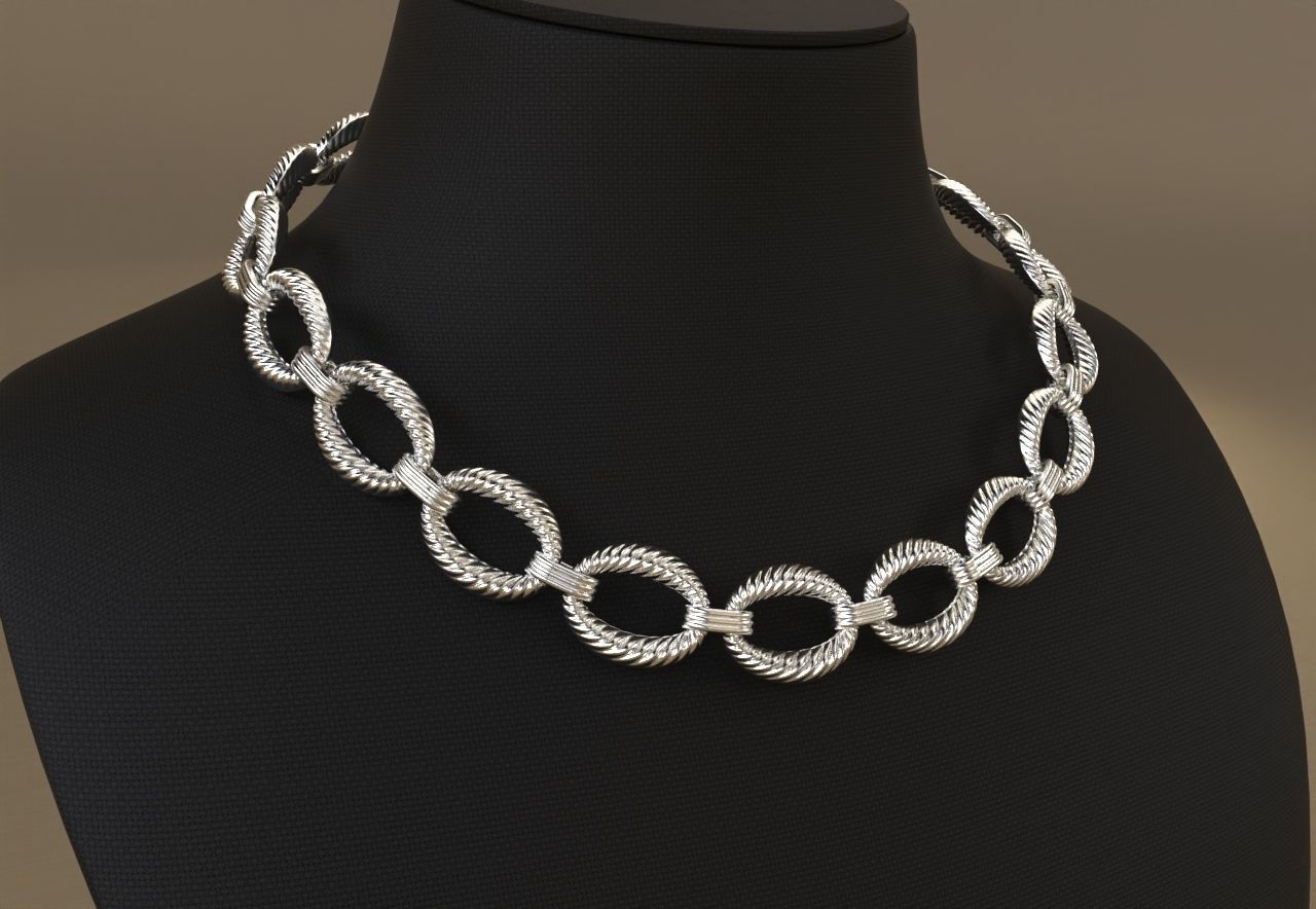 Crochet pattern Chain link Necklace light weight 3D print model_5